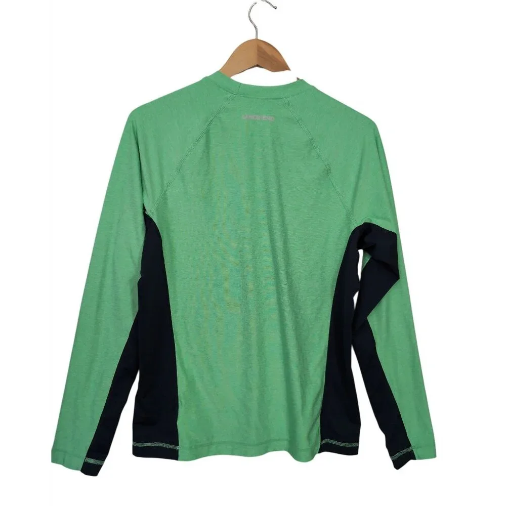 Lands End Rash Guard Men‎ S Green Blue Long Sleeve Sun Swim Shirt Beach Pool